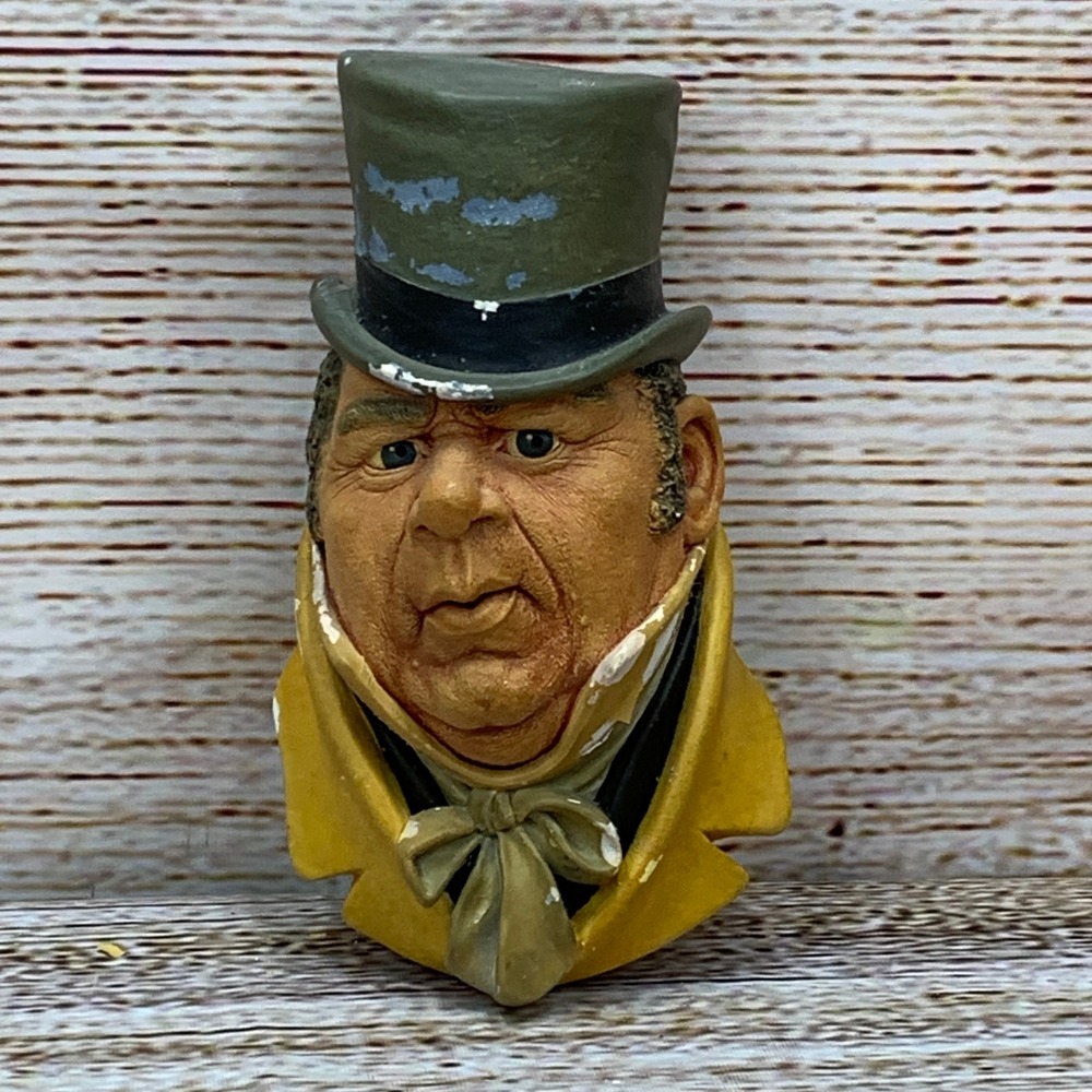 1964 Bossons England‎ Mr Micawber Chalkware Head Wall Hanging Charles Dickens